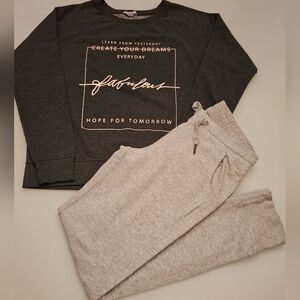 Amisu Charcoal Sweatshirt With An Inspirational Touch And Gray Joggers Set